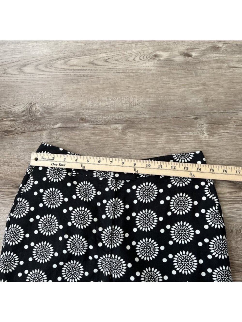 Boden Thea Linen Blend Trouser Womens 4‎ Petite Black Pattern Ankle Crop - Picture 9 of 16